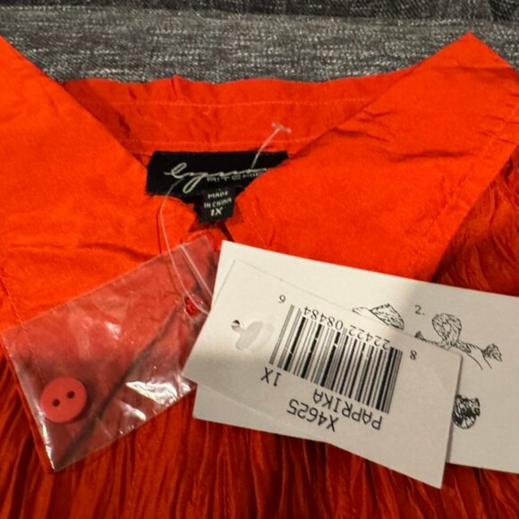 Lynn Ritchie Silk Crinkle Button-Up Blouse Paprika Size 1X NWT Holidays - Picture 2 of 7